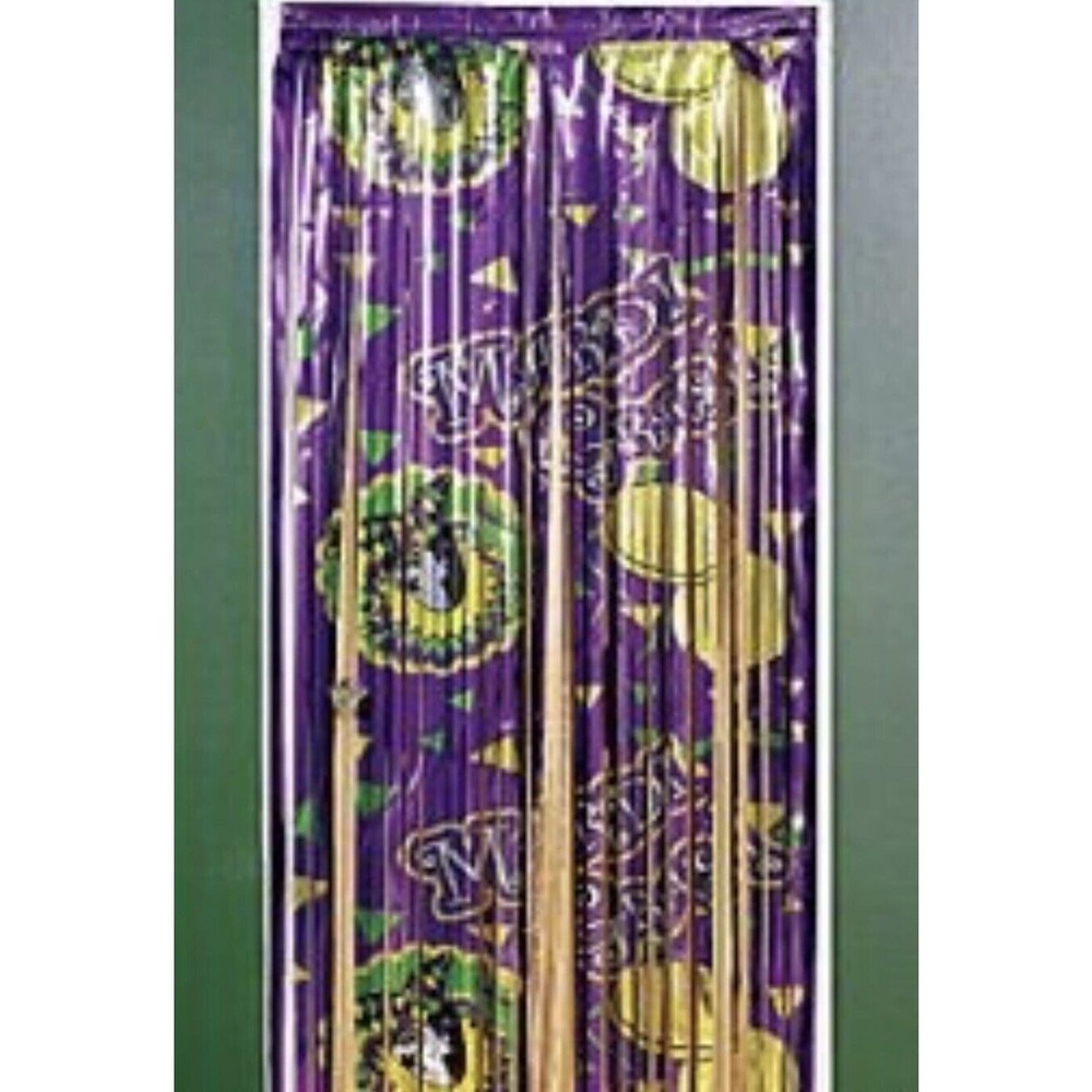 3ft Wide x 8ft‎ Tall Foil Mardi Gras Printed Door Curtain Foil Party Decor